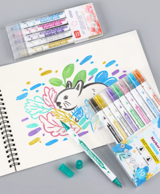 Metalik Glitter Marker 5li Çift Taraflı Kalem Seti