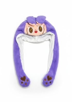 Mor Labubu Figürlü Işıklı Hareketli Peluş Şapka