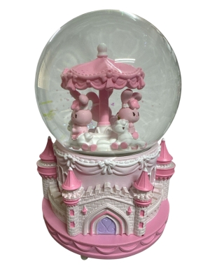 My Melody Atlı Karınca Pembe Müzikli Işıklı Püskürtmeli Dönen Büyük Boy Kar Küresi