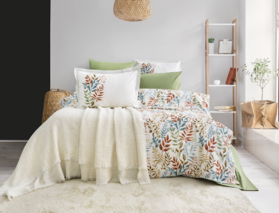 Nijuu Home Selection Concept Linum Ekru Çift Kişilik Pikeli Nevresim Takımı