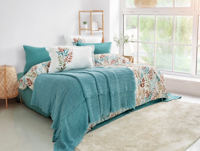 Nijuu Home Selection Concept Linum Turkuaz Çift Kişilik Pikeli Nevresim Takımı