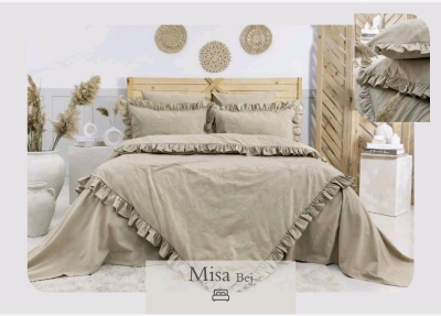 Nijuu Home Selection Concept Misa Bej Çift Kişilik Pamuk Jakarlı Nevresim Takımı