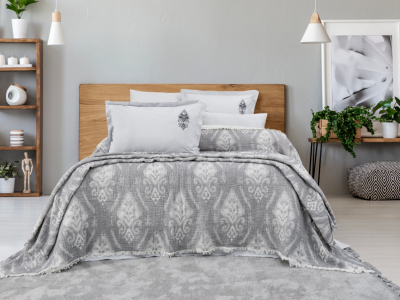 Nijuu Home Selection Concept Rustik Gri Çift Kişilik Müslin Pike Takımı