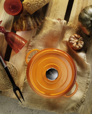 OLİKA Iron 24cm Demir Döküm Basık Tencere Turuncu