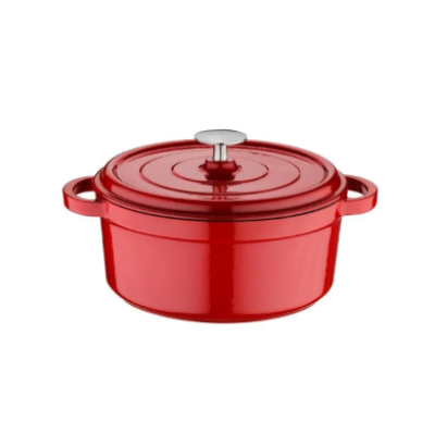 OLİKA Iron 24cm Demir Döküm Derin Tencere Kırmızı