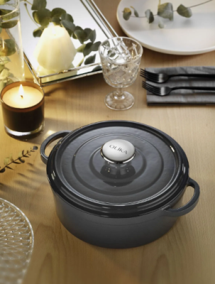 OLİKA Iron 28cm Demir Döküm Basık Tencere Gri