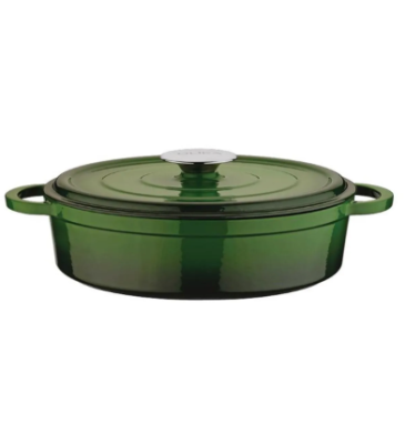 OLİKA Iron 28cm Demir Döküm Basık Tencere Yeşil