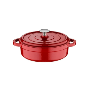 OLİKA Iron 28cm Demir Döküm Kısa Tencere Kırmızı