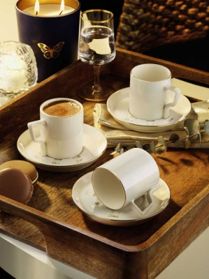 Olika Orta Sade Şekerli Türk Kahvesi Fincan Takımı Gold