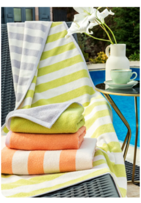 Özdilek Double Color Stripe Plaj Havlusu 70x145 Turuncu Pembe