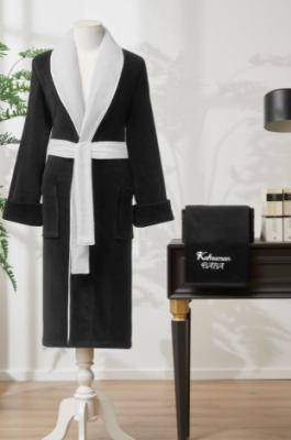 Özdilek Kahraman Baba Nakışlı Kadife Erkek Bornoz Seti