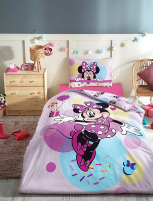 Özdilek Minnie Mouse Happy Tek Kişilik Disney Lisanslı Lastikli Fitted Çarşaf Çocuk Nevresim Takımı
