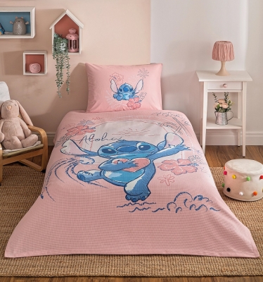 Özdilek Stitch Aloha Tek Kişilik Disney Lisanslı Lastikli Çarşaf Çocuk Nevresim Takımı