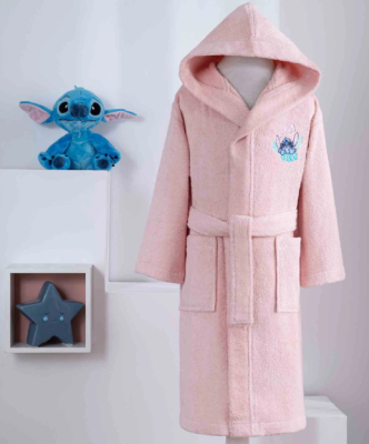 Özdilek Stitch Disney Lisanslı Çocuk Bornoz 7/8 Yaş Mercan