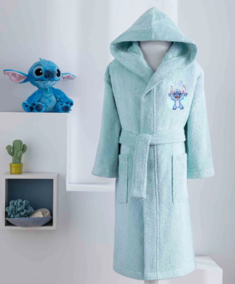 Özdilek Stitch Disney Lisanslı Çocuk Bornoz 7/8 Yaş Su Yeşili