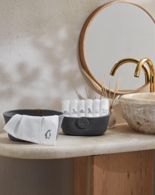 Özdilek Wipure 12'li Nakışlı Yıkanabilir Havlu Peçete 20x20 cm Gri