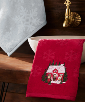 Özdilek Yılbaşı 2'li Kutulu Nakışlı Havlu Kırmızı Gri