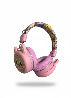 Pembe Labubu Kablosuz Bluetooth Katlanabilir Kulaküstü Kulaklık