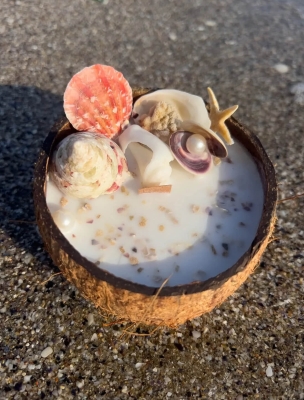 Peru Cat Handmade Doğal Hindistan Cevizi Kabuğunda %100 Organik Soya Mumu PCH-COCONUT-12