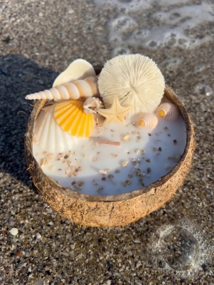 Peru Cat Handmade Doğal Hindistan Cevizi Kabuğunda %100 Organik Soya Mumu PCH-COCONUT-18