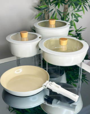 Pink & More 7 Parça Tencere Tava Seti Beyaz