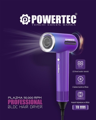 Powertec TR-1111 Delux Plazma Digital Supersonic Saç Kurutma Fön Makinesi