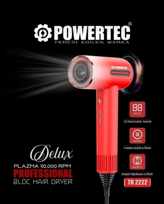 Powertec TR-2222 Delux Plazma Digital Supersonic Saç Kurutma Fön Makinesi