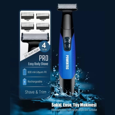 Powertec TR-650 Body Ense, Sakal ve Vücut Vücut Tıraş Makinesi