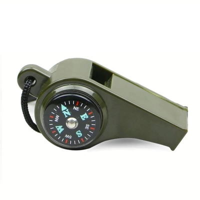 Yüksek Desibel Yüksek Sesli Pusulalı ve Termometre Dereceli Deprem Kamp Düdüğü