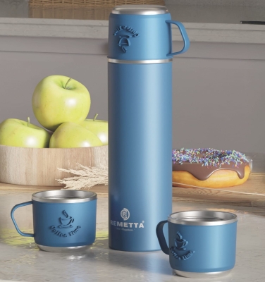 Remetta Procamp 3 Bardaklı Termos 500ml Paslanmaz Çelik Mavi
