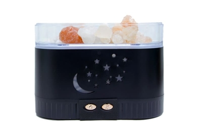 Renkli Led Tuz Kristali Hava Nemlendiricili Difüzör Siyah