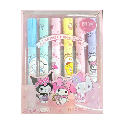 Sanrio Kawaii Kuromi Karakterleri Sevimli Renkli Fosforlu Kalem Seti
