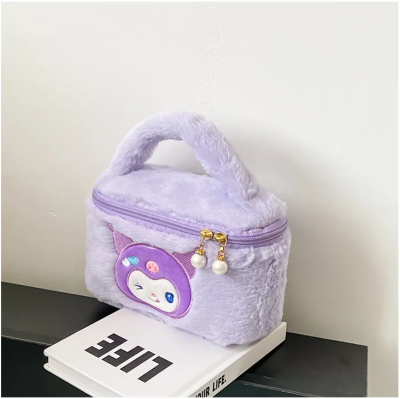 Sanrio Kuromi Peluş Kozmetik Bakım Makyaj Çantası Mor