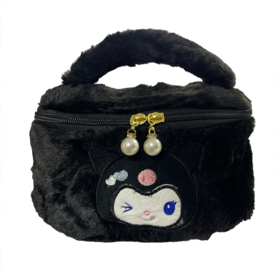 Sanrio Kuromi Peluş Kozmetik Bakım Makyaj Çantası Siyah