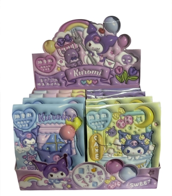 Sanrio Kuromi Sticker Mini Defter, Notluk, Kalem Sürpriz Hediye Paketi Seti