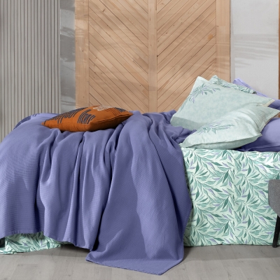 Sarev Adrian Mavi Yeşil Çift Kişilik %100 Pamuk Pike Takımı