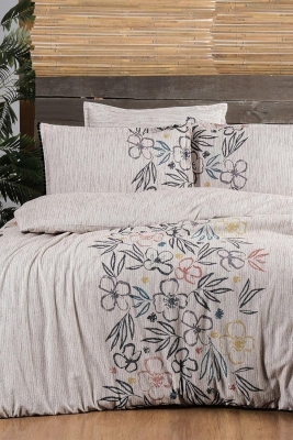 Sarev Amelia Bej Tek Kişilik %100 Pamuk Flanel (Pazen) Nevresim Takımı