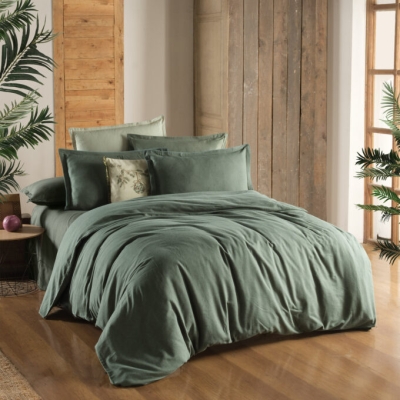 Sarev Luss Flanel Prime Collection Çift Kişilik Nevresim Takımı Yeşil