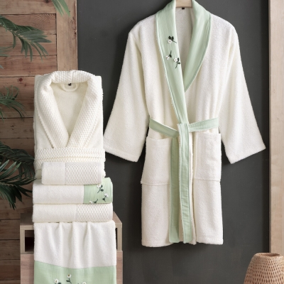 Sarev Mood Comfort Latina Aile Bornoz Seti Ekru