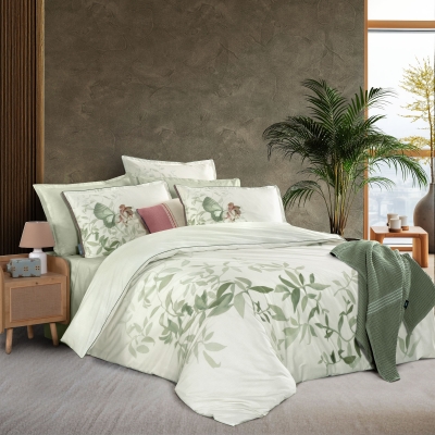 Sarev Nerissa Tek Kişilik %100 Pamuk Çift Taraflı Nevresim Takımı Yeşil