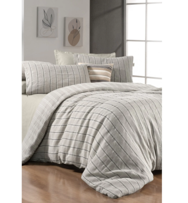 Sarev Polendia Çift Kişilik %100 Pamuk Yatak Örtüsü Gri