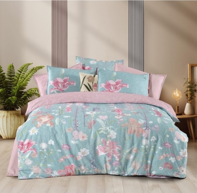 Sarev Stella Tek Kişilik %100 Pamuk Çift Taraflı Nevresim Takımı Mint