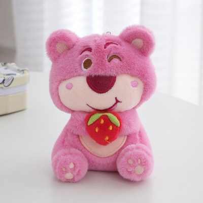 Sevimli Göz Kırpan Çilek Ayı Kolye Peluş Oyuncak Pembe Ayı Anahtarlık