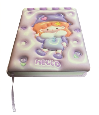 Sevimli Kız Mor Yumuşak Kapaklı Pofidik Defter Hatıra Defteri