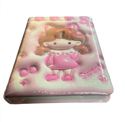 Sevimli Kız Pembe Yumuşak Kapaklı Pofidik Defter Hatıra Defteri