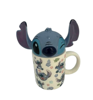 Sevimli Stitch Kapaklı 3D Tasarım Kupa Bardak