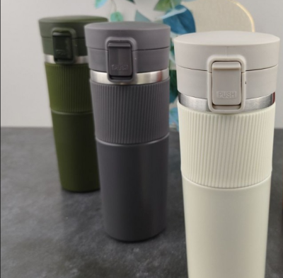Silikon Detaylı Çelik Termos 500ml Gri