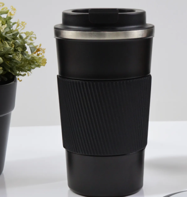 Silikon Detaylı Çelik Termos 500ml Siyah