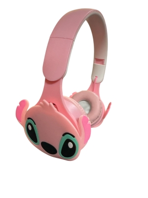 Stitch Kablosuz Bluetooth Katlanabilir Kulaküstü Kulaklık Pembe