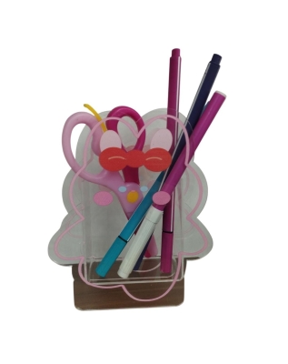 Tavşan Şeklinde Şeffaf Plastik Masaüstü Kalemlik Kalem Kutusu